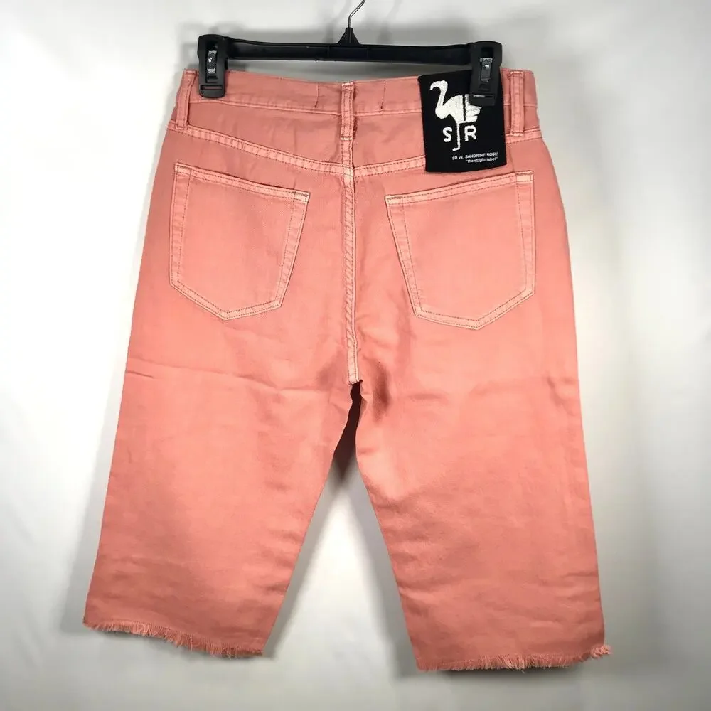 Free People Jorts 25 Pink Bermuda Raw Cut Off Baggy Soft Shorts‎ Beach Festival
